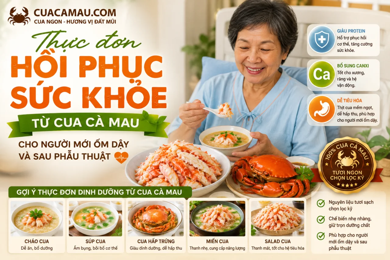 Thực Đơn Hồi Phục Sức Khỏe Từ Cua C&agrave; Mau Cho Người Mới Ốm Dậy V&agrave; Sau Phẫu Thuật