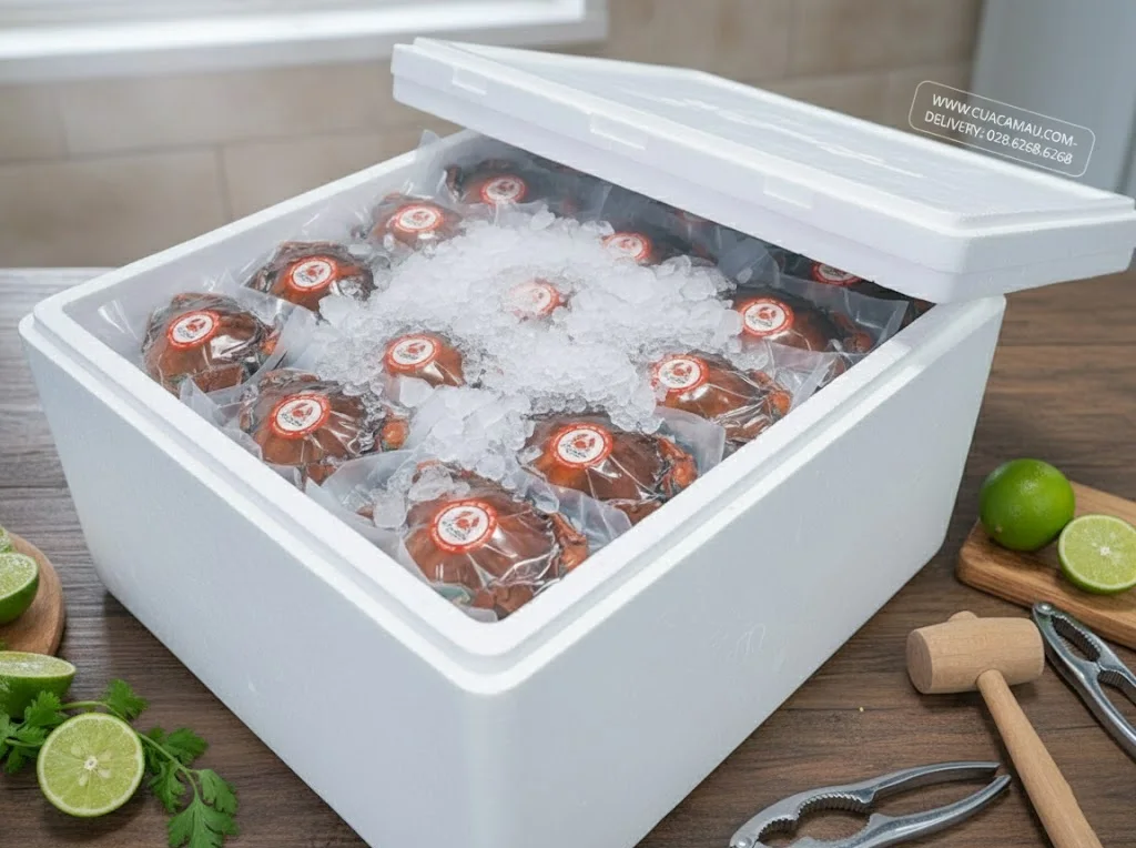 Ảnh minh họa: Cua Cà Mau Đóng Thùng Xốp Đi Máy Bay: Món Quà Biếu Đặc Sản Tươi Sống Lý Tưởng Dành Cho Việt Kiều