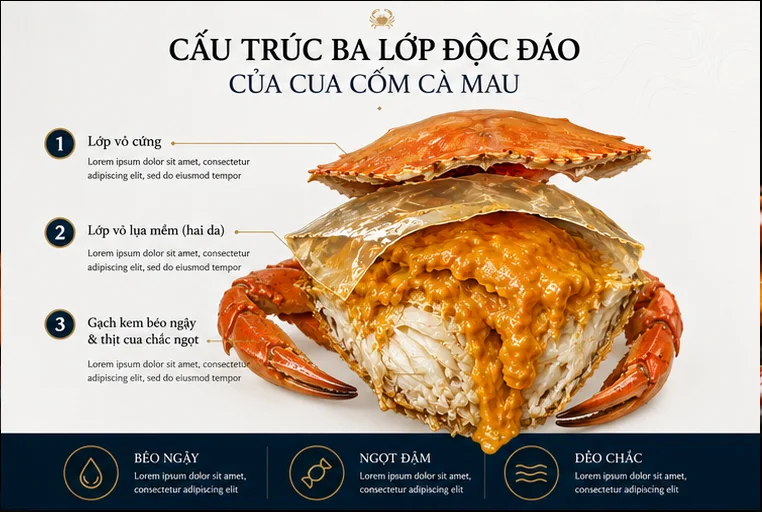 Ảnh minh họa cấu trúc cua cốm Cà Mau