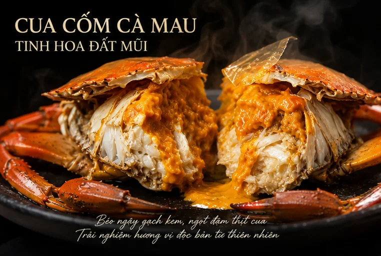 Ảnh minh họa cua cốm Cà Mau với phần thịt và gạch