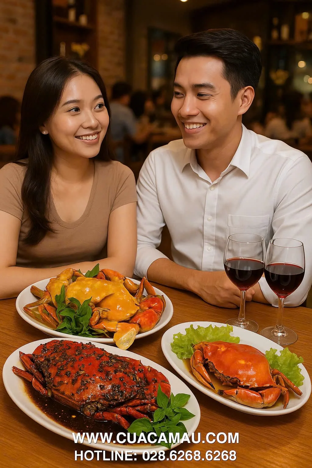 Món cua gạch Cà Mau sốt trứng muối trang trí bắt mắt tại nhà hàng