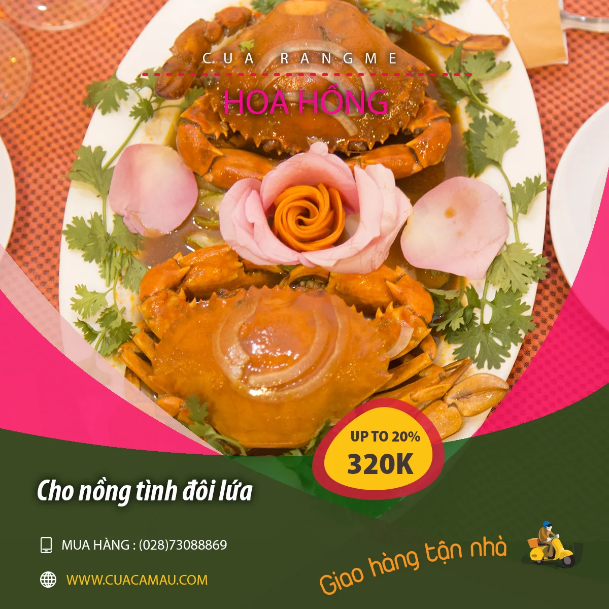 Cua rang me hoa hồng m&oacute;n ăn của người Việt Nam tại Cua Ngon