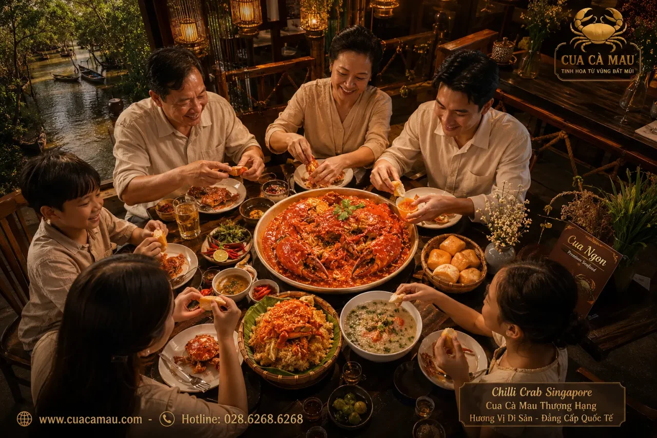 Ảnh minh họa: Cua Cà Mau Sốt Singapore (Chilli Crab): Đậm Đà Cay Ngọt Đậm Chất Đảo Quốc