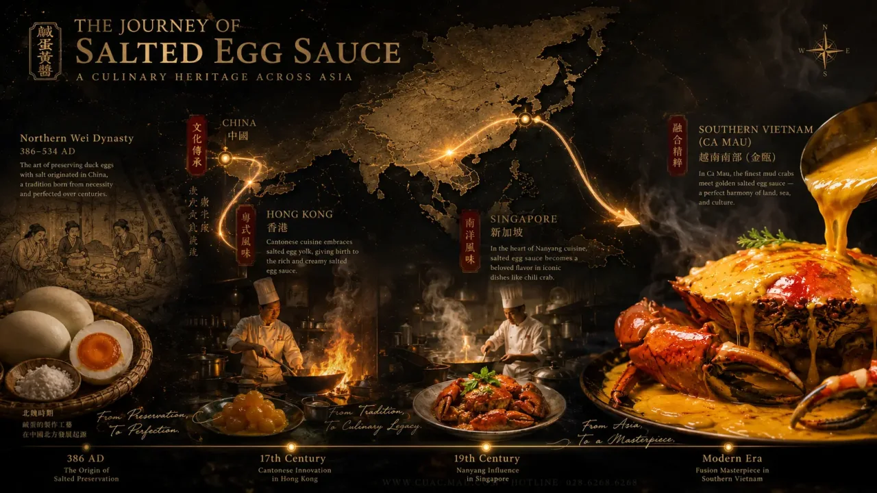 history of salted egg yolk ca mau crab dish