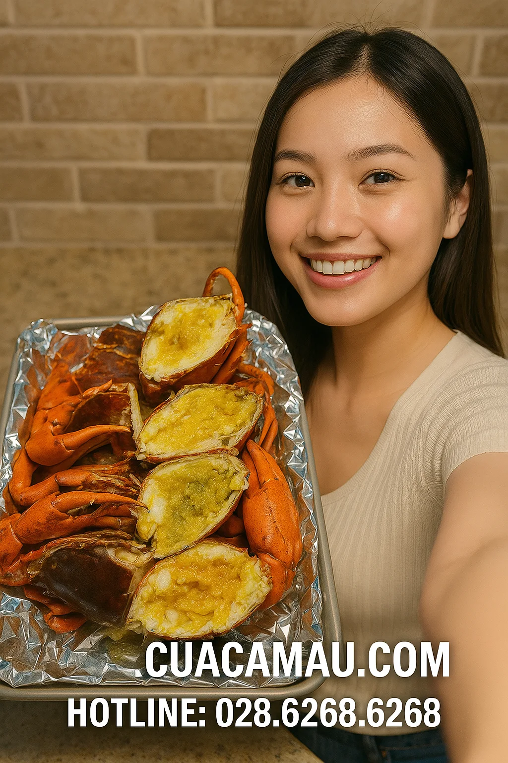Lớp gạch dẻo như cốm bên trong cua cốm Cà Mau