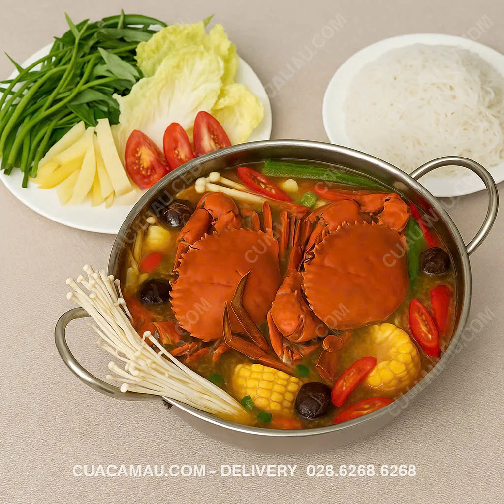 Bộ đôi lẩu cua Cà Mau đặc sản tại hệ thống Quán Cua Ngon