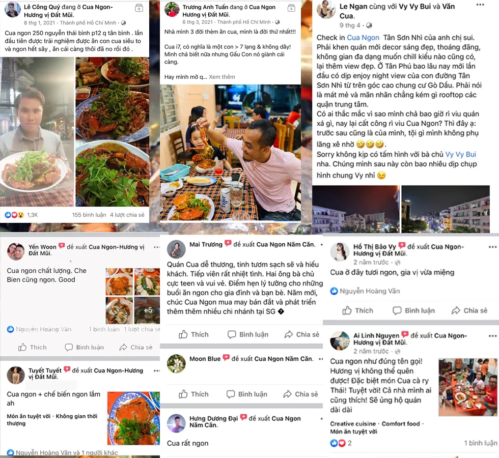 Khách hàng tin tưởng và đánh giá cao chất lượng tại nhà hàng Cua Ngon