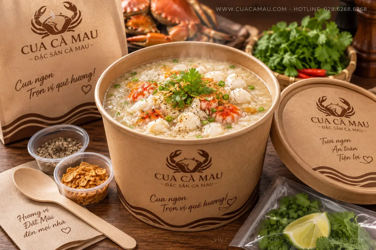 Ảnh minh họa cháo cua Cà Mau trong thố