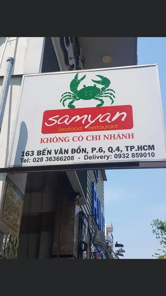 Biển hiệu Samyan Seafood tại 163 Bến V&acirc;n Đồn