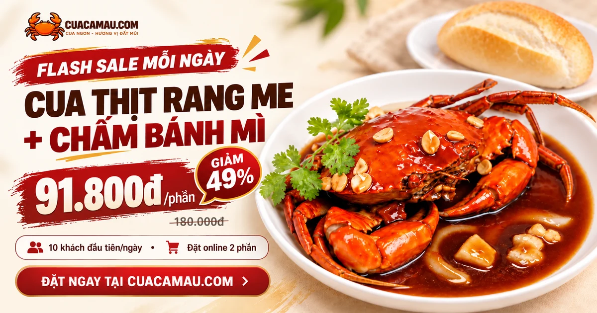 CUA THỊT RANG ME + CHẤM BÁNH MÌ – giảm 49%, 91.800đ/phần, 10 khách mỗi ngày