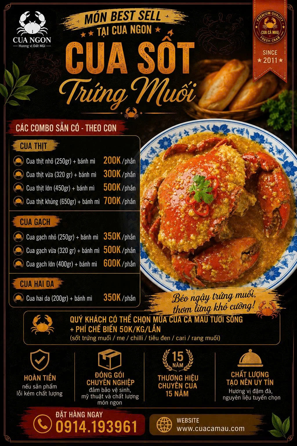 price list of salted egg yolk ca mau crab
