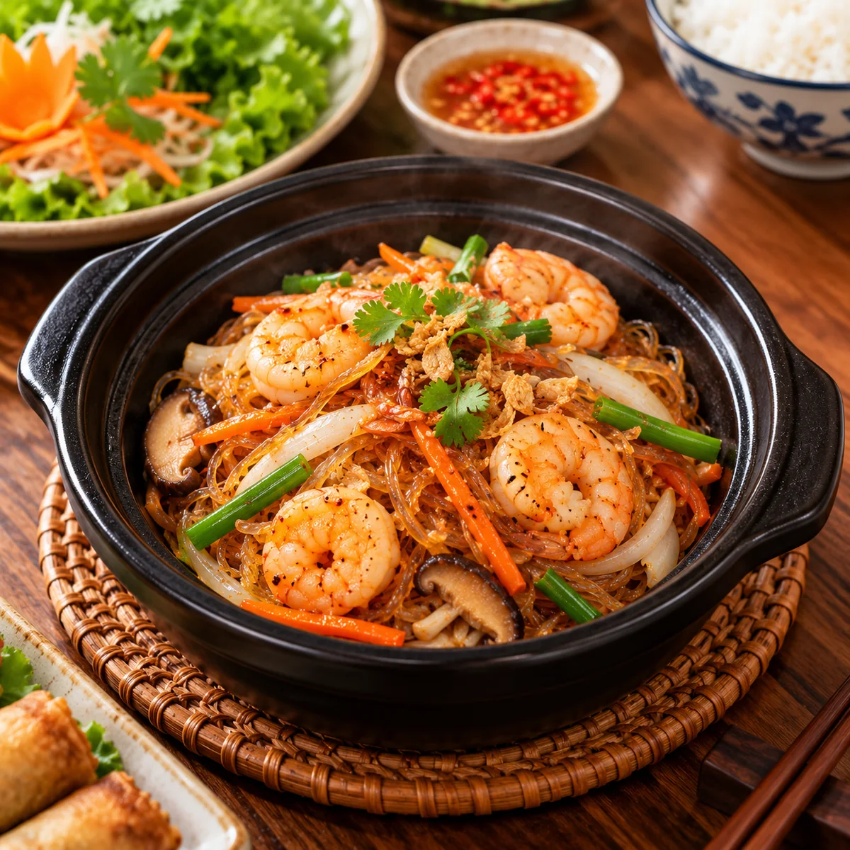 Stir-fried Glass Noodles with Shrimp